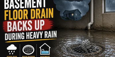 basement floor drain backs up during heavy rain