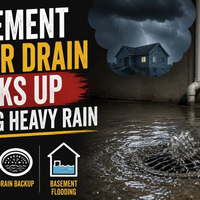 basement floor drain backs up during heavy rain