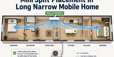 mini split placement in long narrow mobile home