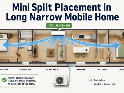 mini split placement in long narrow mobile home